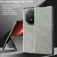 Luxury Business Style Nappa Texture Leather Stand Flip Case For Honor Magic V6 V5 V3 V2 Phone Cover 