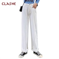 Clashe High Waist Mom Jeans Women's Straight Cut Loose Korean Style Ins Long Plus Size 24~38 Pants P