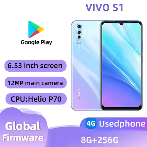 Vivo S1 4G Smartphone Android CPU Helio P70 6.53-inch 12MP Camera 3940mAh 18W Charge Used Phone