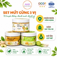 SET OF 3 JARS OF QNA FARM GINGER JAM PILLS 95G - TRADITIONAL FLAVOR/Salted Lemon/Lemon Lemongrass - 
