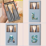 Makeup brush 5Pcs Portable Makeup Brushes Set With Mirror Box Makeup brush storage box with letter p