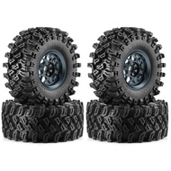 4PCS 2.2 Inch Metal Beadlock Wheels & Crawler Tires for 1/8 1/10 RC Crawler KM5 YK4082 YK4083 SCX10 