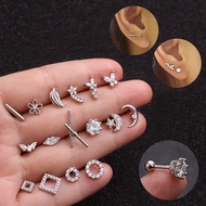 1piece Zircon Stainless Steel Ear Helix Cartilage Earring Stud Body Piercing