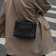 Chanel 香奈兒Vintage 單蓋金鍊包經典菱格附原廠卡