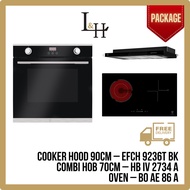 [BUNDLE] Induction Radiant Combi Hob 73cm and EFCH-9236TBK Semi Integrated Hood 89cm an 8 Functions Oven 60cm