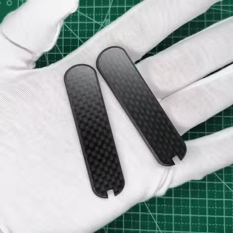 Hand Made 3K Carbon Fiber Scales with Tweezers Toothpick Slot for 65mm Victorinox 65 SAK Scale Modif