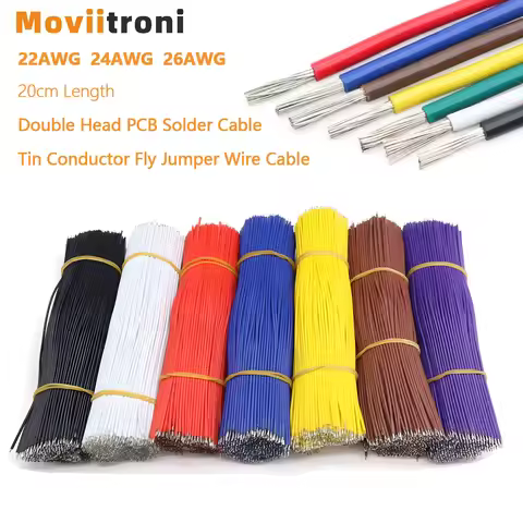 20/50/100Pcs Double Head PCB Solder Cable 20CM 22/2426AWG Breadboard Fly Jumper Wire Cable Tin-plati