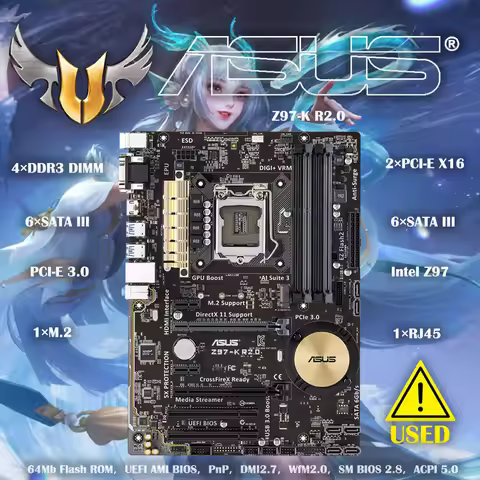 Asus Z97-K R2.0 Desktop Motherboard Z97 Socket LGA 1150 i7 i5 i3 DDR3 32G SATA3 ATX