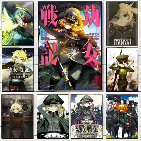 Hit Anime Y-Youjo Senki Poster Self-adhesive Art Waterproof Paper Sticker Coffee House Bar Room Wall