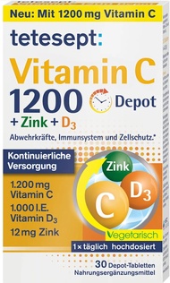 วิตามิน วิตามินซี  วิตามินซี 1200 mgแท้  Tetesept Vitamin C 1000 + Zink + D3 วิตามินจากเยอรมัน  วิตา