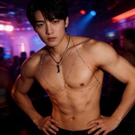 BD777 Men's Body Chain Shining Rhinestone Halter Beach Sexy Light Luxury Stage Performance Temptatio