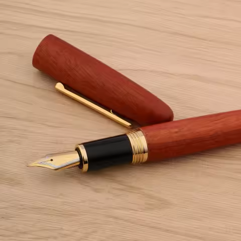 Luxury Wood JinHao 9056 Fountain Pen Red Mahogany F M Fude Bending Spin Stationery Office Supplies G