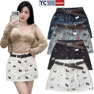 A-line jeans skirt embroidered with super cute cartoon patterns TC SHOP JEANS bigsize 55-90kg, regul