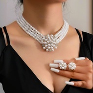 Women's Daily Jewellery Set Pearl Necklace Earrings Set Wedding Party Jewellery Set Jewellery