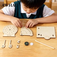 [AWHAO] Ancient Timer Wooden Sundial Clock Model DIY Assembly Science Learning Toy Educational Proje