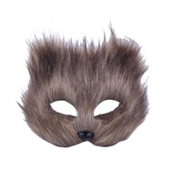 Cat Fox Mask Faux Fur Fox Mask Furry Half Face Mask Fancy Dress Eye Mask Animal Cosplay Halloween Co
