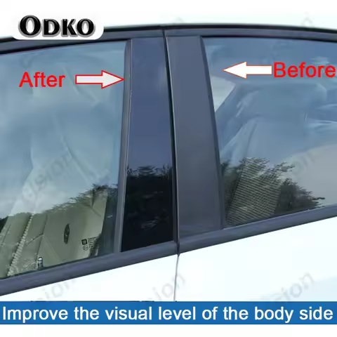 6 Carbon Fiber Black Car Door Window Column BC Pillar Post Cover Trim PC Material Sticker For BMW 3 