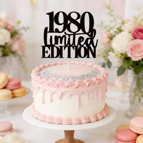 1Pc Premium 45th Birthday Cake Decorating Supplies: Limited Edition Handmade 45 & 1980 Cake Topper f