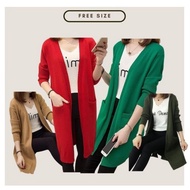 Women Mid-length Long Sleeve Cardigan Woman Outwear Casual Long Sleeve Knitwear With Pocket Cardigan