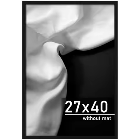 27x40 Poster Frame Black Engineered Wood Picture Frame for Horizontal or Vertical Wall Mounting and 