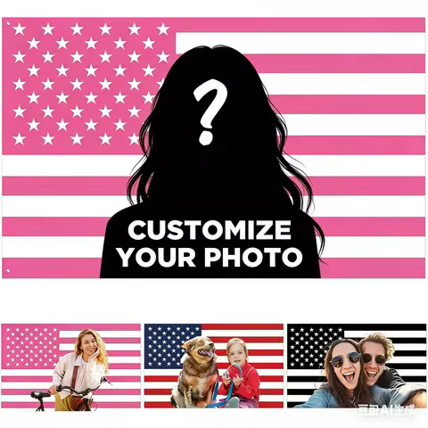 Custom Pink American Flag 3x5 Ft Single-sided Banners Personalized American Flag with Photos, Logo, 