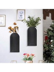 1/2 piezas Macetero de pared Boho para plantas de interior, macetero de pared de madera colgante, jarrones de pared decorativos para flores secas y follaje artificial