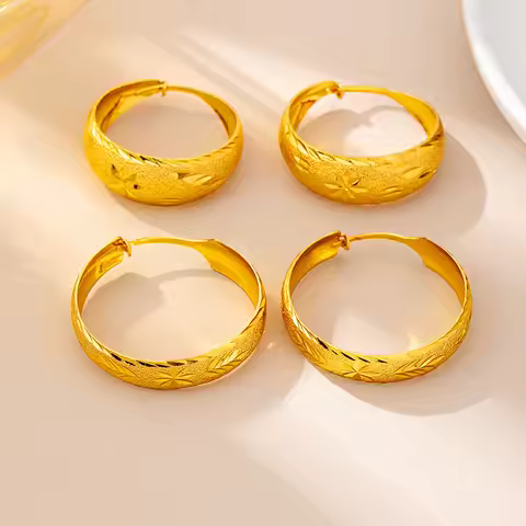 Mom-Style Starry Sky Earrings Women's 24K Gold AU999 - Value-preserving AU999 pure gold, classic and