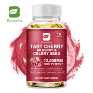 BEWORTHS Organic Tart Cherry Extract Capsules with Bilberry Fruit &amp; Celery Seed 1200mg Premium Uric Acid Cleanse for Joint Support &amp; Muscle Recovery