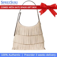 Kate Spade Handbag In Box 454 Suede Fringe Small Shoulder Bag Light Sand KN587