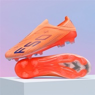 T36 Laceless Mens Soccer Shoes Boys F50 TF/FG Training Football Sneakers for Youth Turf Soccer Cleat