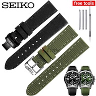 20mm 22mm Nylon Watchband for Seiko No. 5 Snk809/807/Srpc31 Genuine Leather Strap for Seiko Canned Watch Bracelet with Logo Butterfly Buckle