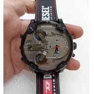 Men's Watch BIG Size DS DZ7313 4Time Chronograph Silver Red Reflective Canvas