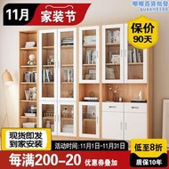 全實木書櫃原木北歐白色實木書櫃簡約客廳裝飾櫃書房橡木書櫥