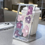 Good case 🔥COD🔥Dark Purple Fresh Flowers SPACE Case สําหรับ iPhone 11 7Plus XR 6s 6 Plus X XS Max 12 13 14 Pro Max 15PRO MAX SE 2020  เคสโทรศัพท์มือถือนิ่ม สําหรับ เคสใสกันกระแทก