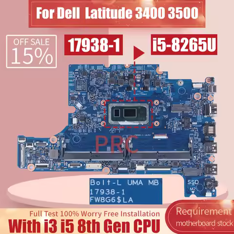 DDR4 For Latitude 3400 3500 Notebook Mainboard 17938-1 0K3FRD 0X7J0V I3-8145U I5-8265U Laptop Mother