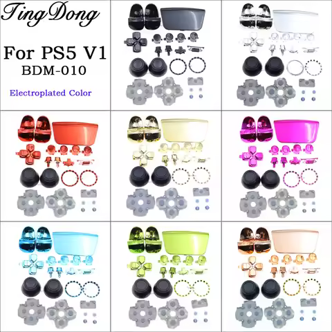 1Set L1R1 L2R2 Tigger Key D-pad Share Electroplated Game Buttons Kit +Conductive Rubber Pad For PS5