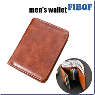 FIBOF Men's Leather Wallet 3 fold Wallet, Multi Function Credit Card Holder zipper coin purse GOBIF