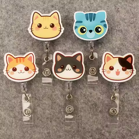 Cute Colorful Cat Style Retractable Card Holder Badge Reel Nurse Exhibition Enfermera Girl And Boy N