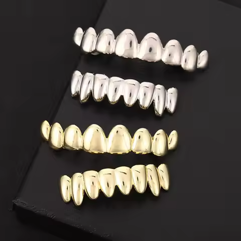 Irregular 8/8 teeth Grillz HIP HOP Teeth Grillz Top & Bottom Grills Set With silicone Real Shiny Vam