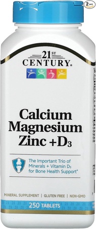 21st Century, Calcium Magnesium Zinc + D3, 90 Tablet and 250 Tablets