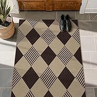 JTJ Washable Diamond 3x4 Grid Area Rug