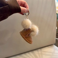 Faux Fur Pom-Pom Keychain for Car Keys & Bags – Stylish Snow Boot Charm, Soft Mink-Look Fl