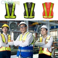 CHINKMY Safety Vest, V Shape Black Orange Reflective Vest, Security Running Cycling Lattice Reflecti