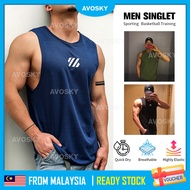 AVOSKY Quick Dry Men Singlet Top Sleeveless Singlet Baju Lelaki Elastic Sport Running Fitness Gym Ba