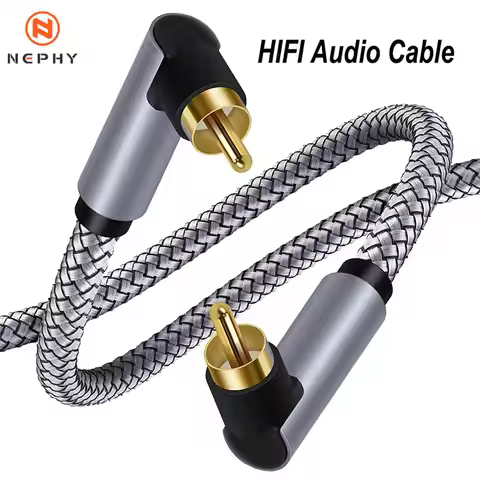 Subwoofer Cable Dual 90 Degree RCA to RCA Audio Cable Coaxial Cable Right Angle RCA Cable for Speake