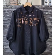 KEMEJA T0202 lgn 7per8 Blouse with paint embroidery