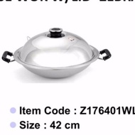 100% original Thailand Zebra 42cm 3 ply stainless steel Chinese Wok with Lid