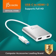 j5create JUA365 Penyesuai Paparan USB-A ke HDMI 2 / USB 3.0 to Dual 4K 2K HDMI Multi-Monitor Adapter/ Penugar USB-A ke HDMI Compatible with PC Laptop &amp; Mac OS X v10.6 and Up