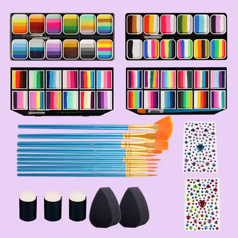 Professional Face Paint Set For Kids Adults Facial Paint Set One Stroke Split Cake Palette Body Pain