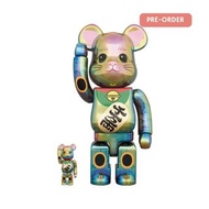BEARBRICK 招財猫 黑色炫彩透明メッキ 100％ & 400％/1000%